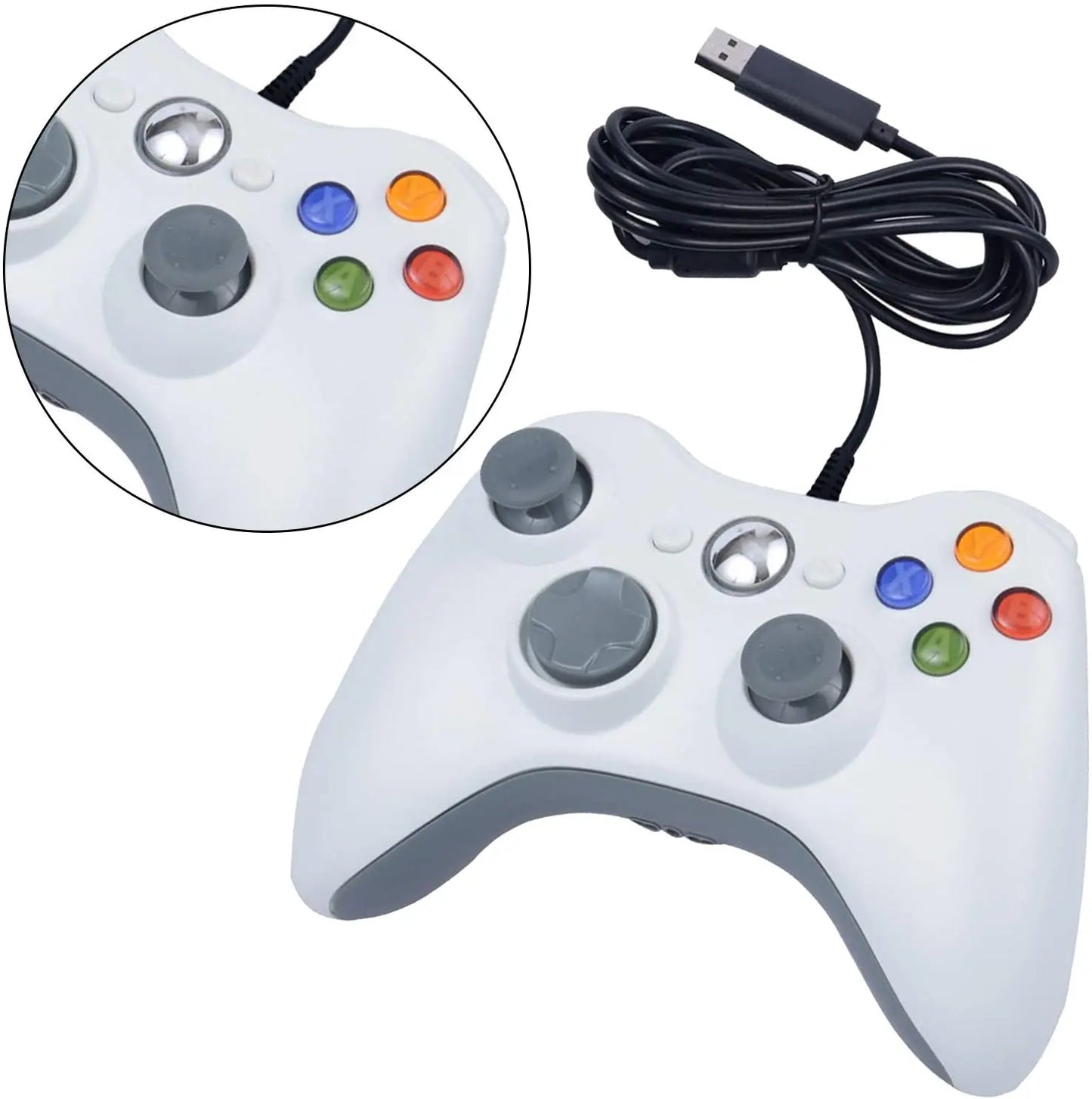 Wired Game Controller for Xbox 360 with Dual-Vibration,Compatible with Xbox 360/360 Slim&PC Windows 7,8,10,11