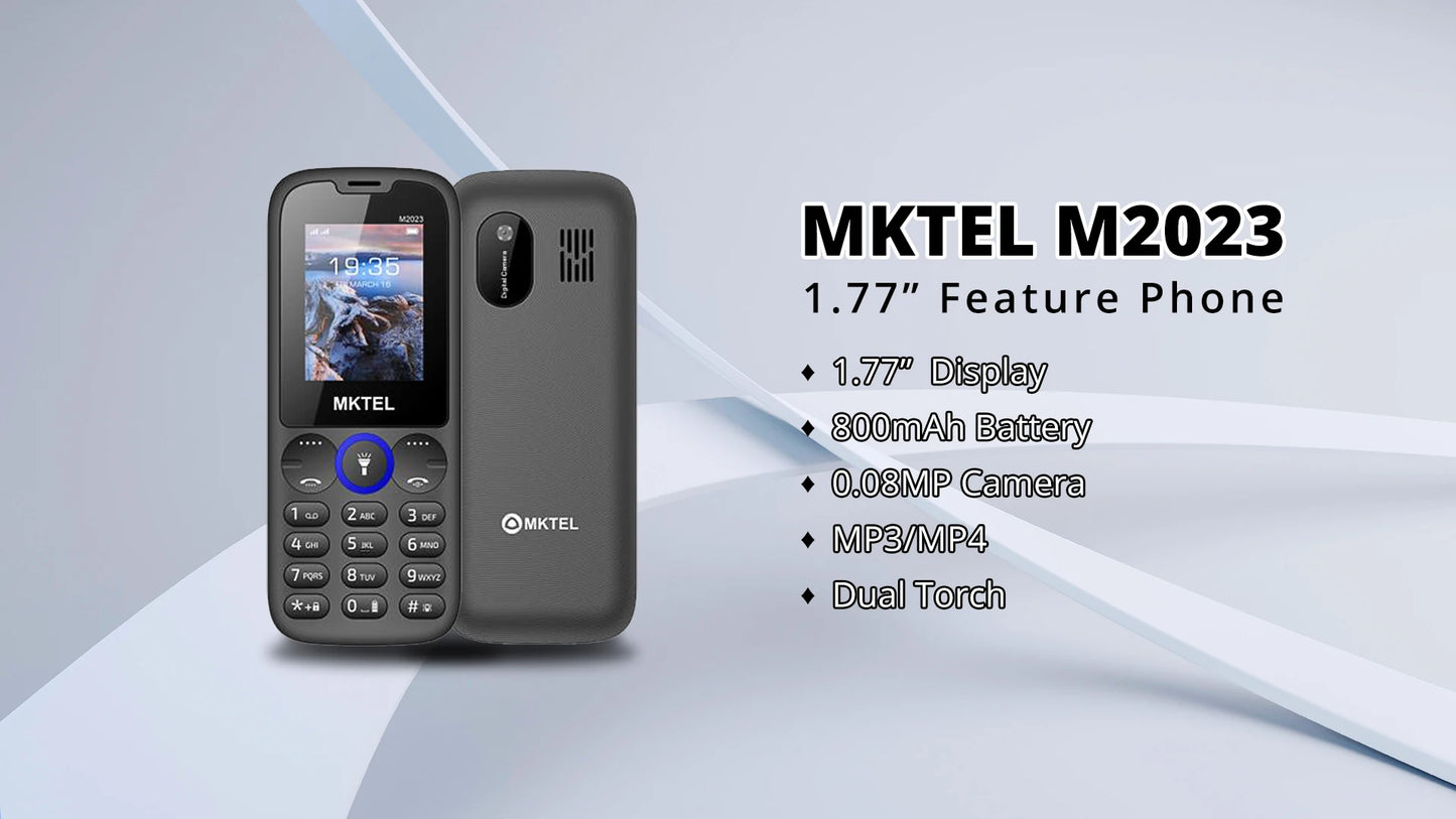MKTEL M2023 Feature Phone with 1.77inch Display 800mAh Battery Dual SIM FM Radio Flashlight 0.08Mega Camera Senior Phone - Shoppiline
