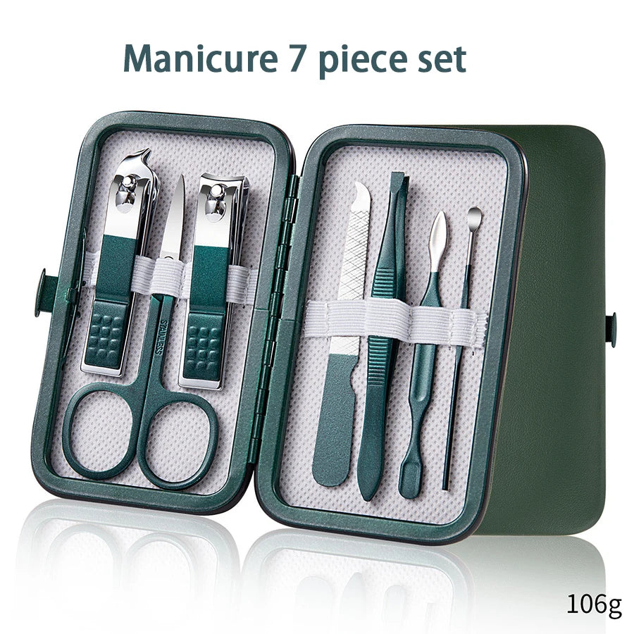 Ouriner 6-18tlg. Tragbare Maniküre-Sets Pediküre-Sets Glänzendes Schwarzes Nagelknipser-Set Persönliche Pflege Werkzeuge Augenbrauenschere