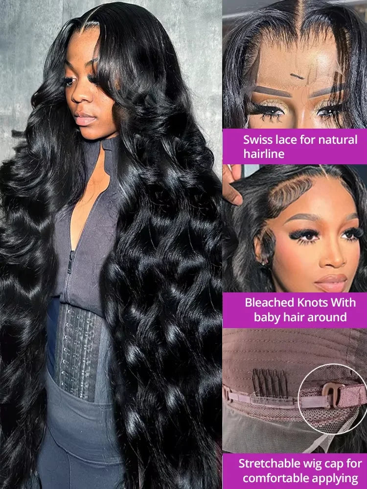 Wet And Wavy Lace Frontal Perücke Echthaar 13x6 Roh HD Transparent Body Wave Echthaarperücken 40 Zoll 13x5 Lace Front Perücke für Frauen