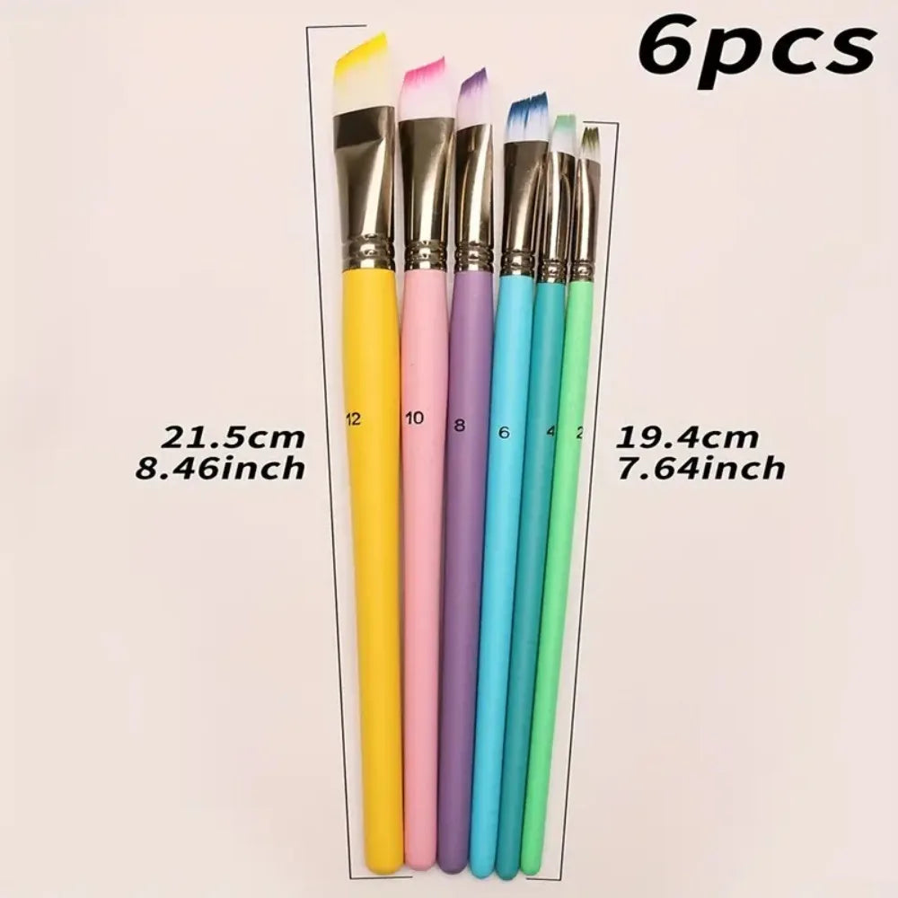 6Pcs Professional Paint Brushes Set, Artist Paintbrush, Easter Egg Brush, Art Painting Supplies, Nylon Round Pointed Flat for Acrylic