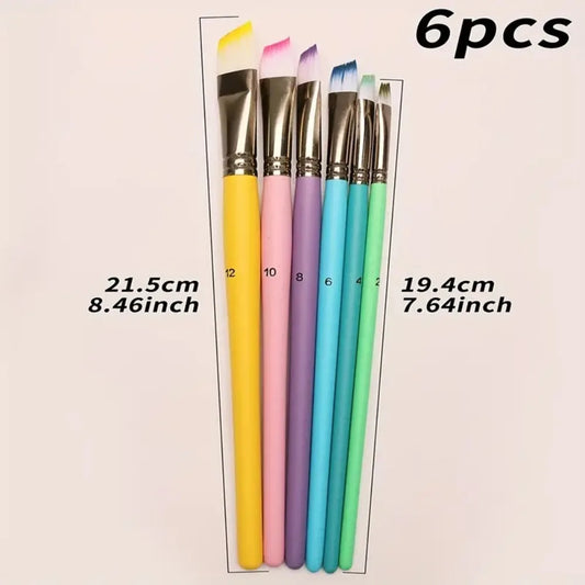 6Pcs Professional Paint Brushes Set, Artist Paintbrush, Easter Egg Brush, Art Painting Supplies, Nylon Round Pointed Flat for Acrylic