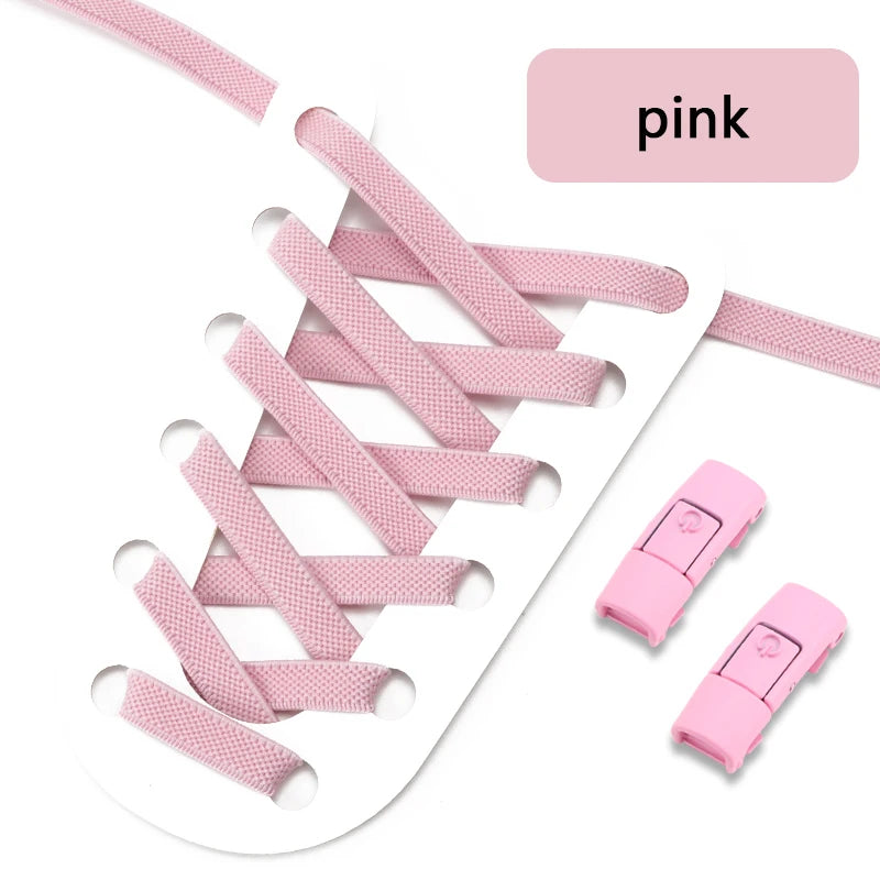 Colorful Press Lock Shoelaces without ties Elastic Laces Sneaker 8MM Widened Flats No Tie Shoe laces Kids Adult Shoelace Shoes