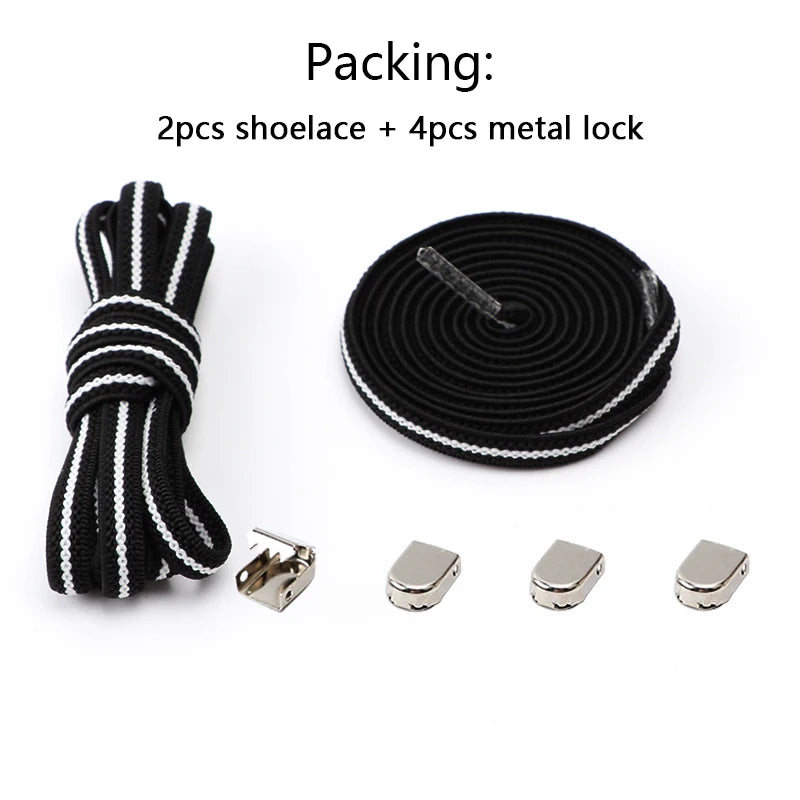 1 Paar Schnürsenkel ohne Binden, Metallschnallen, elastisch für Sneaker, Einheitsgröße für Erwachsene und Kinder, Schnell-Schnürsenkel, Lazy Sport Gummischnürsenkel