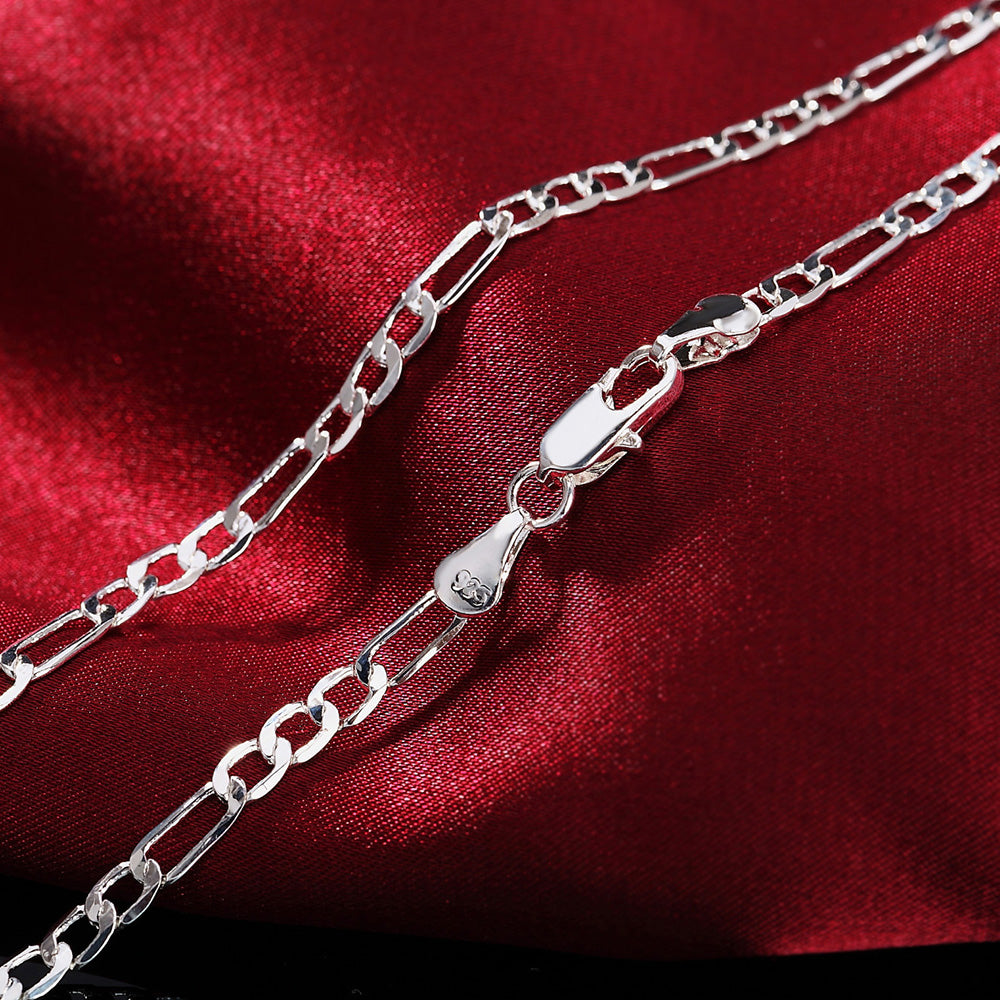 Nouvelle Arrivée Noble Argent 925 Chaîne 4MM pour Hommes Femmes Bracelet Collier Ensemble de Bijoux Cadeaux de Noël pour Dames Breloques Mariage