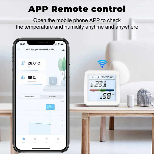 ONENUO Tuya WIFI Temperature Humidity Sensor Hygrometer Thermometer Smart Home APP Remote Moniter Support Alexa Assistant