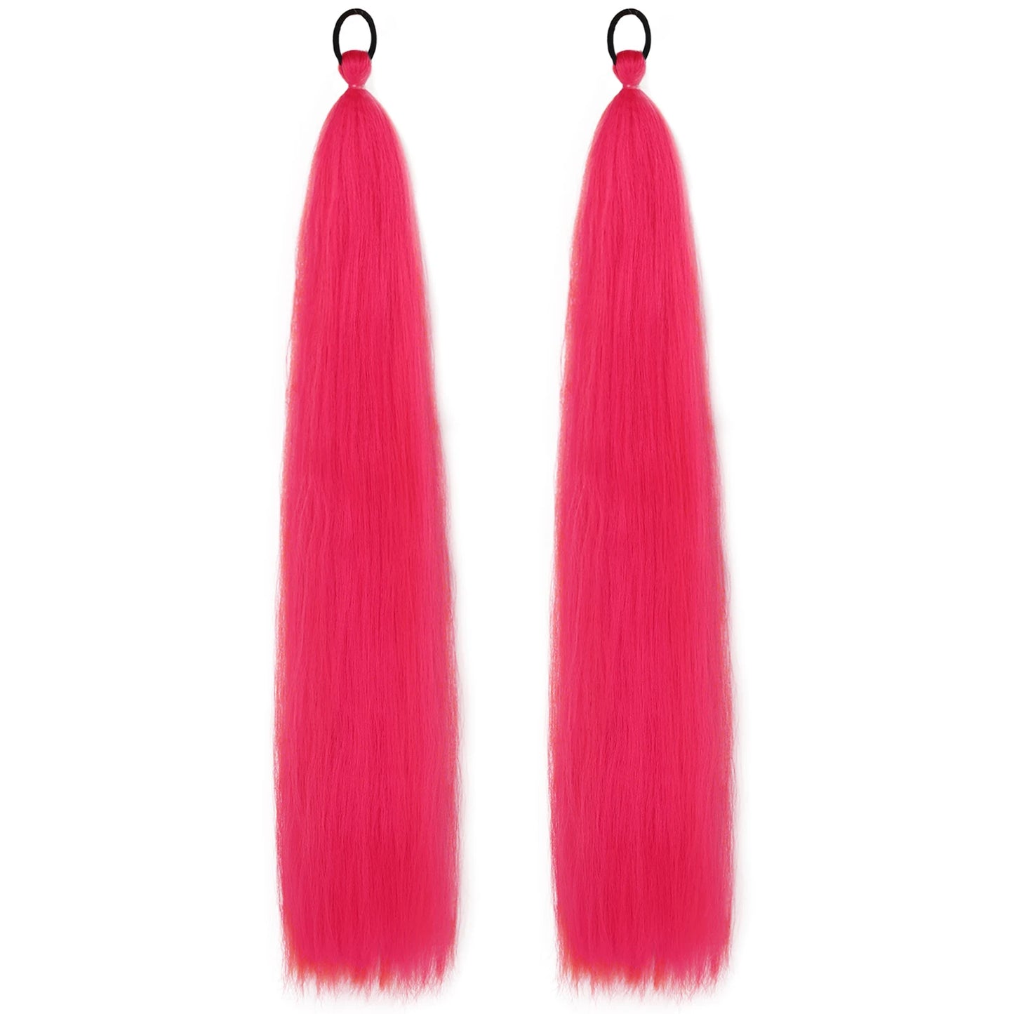 2PC Synthetic Purple Ponytail Extension with Rubber Band Long Straight DIY Braided Pony Tail Hairpiece Women Hair Accessories