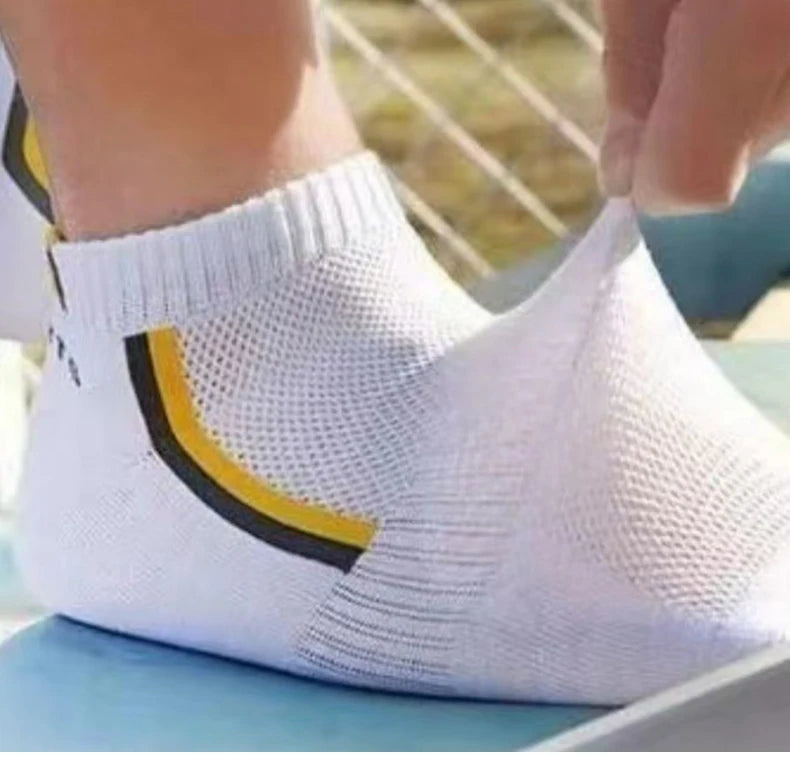 5pairs Men's Fashion Sports Socks, Striped Cotton Sweat Absorption Breathable Comfortable Ankle Socks