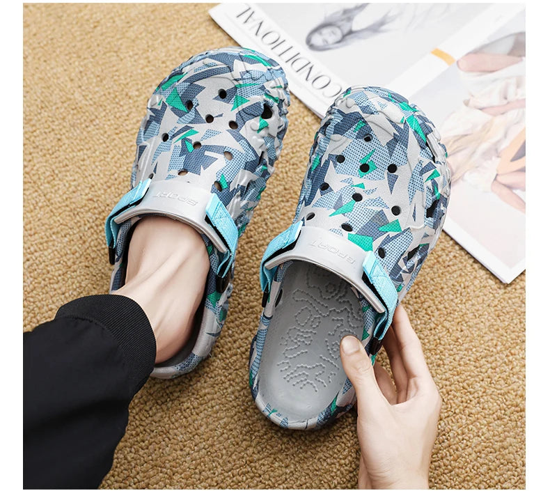 New Men's Clogs Slippers Sandal Male Garden Shoes Flat Camouflage Sandals Male Sneakers Outdoor Flip Flops Home Clogs - Shoppiline