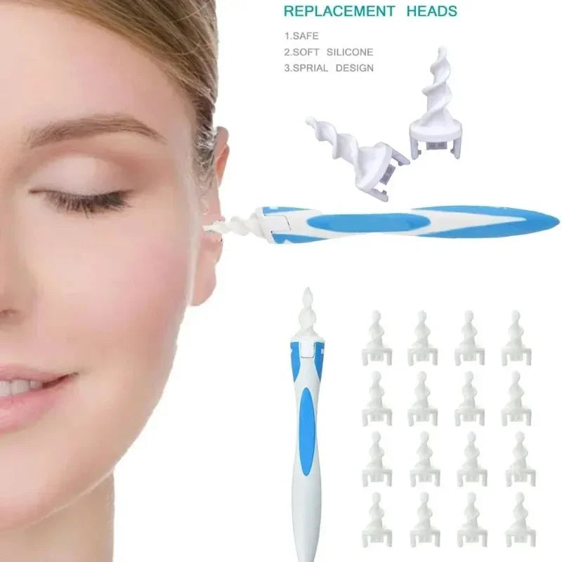 Ear Wax Remover Tool Ear Cleaner with Soft Silicone 16 Replacement Tips Simply To Grab Extract Earwax