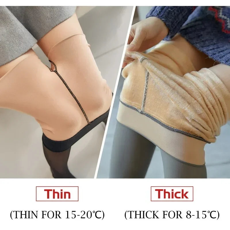 Tights with Insulation Warm Tights for Winter Leg Warmers Thermo Pantyhose Women's Warm Fleece Lined Tights Thermal Stockings