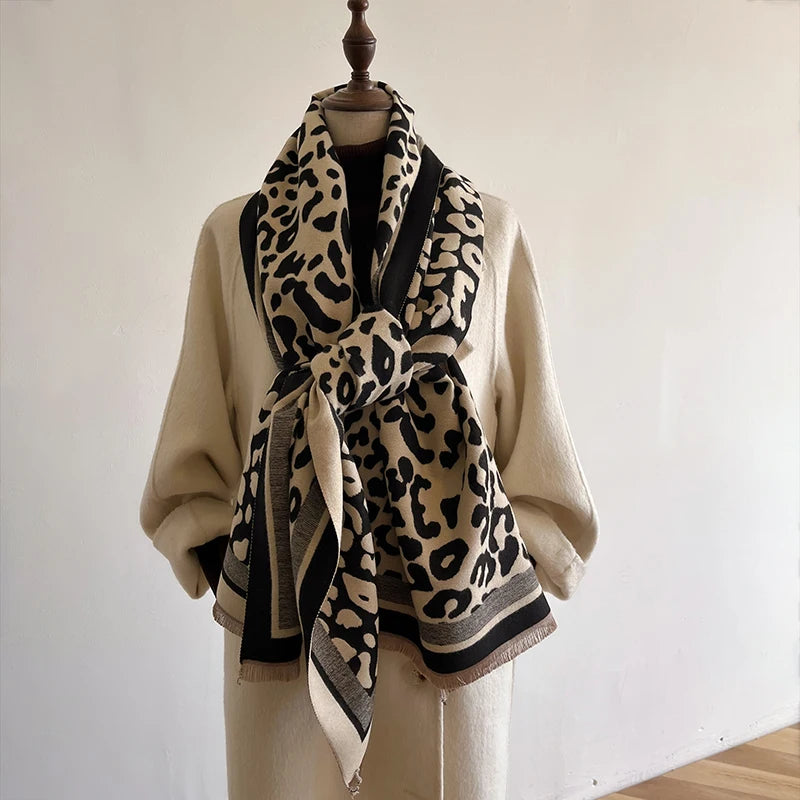 Clearance_New 2024 Women Scarf Luxury Autumn Winter  Warm Vintage Leopard print Scarve Pashmina Mujer Femme Foulard Bufanda_Cont