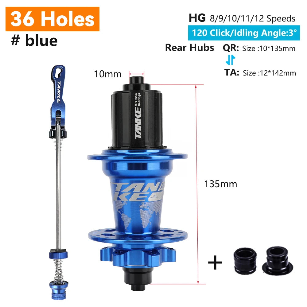 TANKE MTB 120 Click Hub 6 Bearing Bike Front Rear 28 32 36 Holes Disc Brake QR Bicycle mass thunder Noisy Cube 6 Pawl Hubs TH390