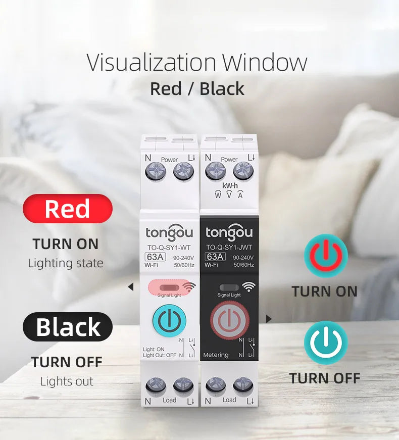 Tuya WiFi Smart Circuit Breaker 1P 63A DIN Rail for Smart Home Wireless Remote Control WiFi Switch by APP TONGOU Free Shipping - Shoppiline