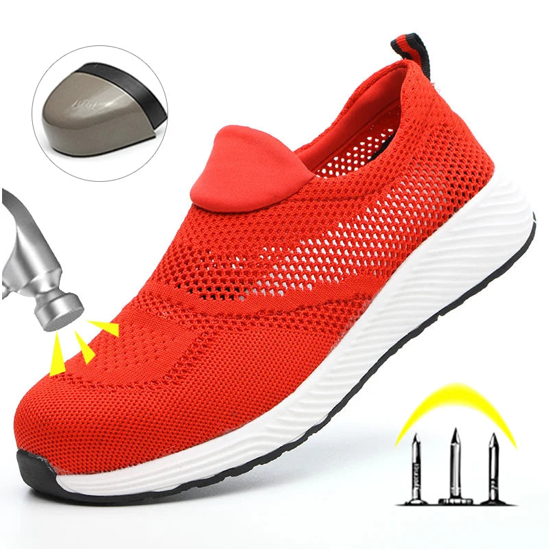 Breathable Safety Shoes Man Steel Toe Anti-Puncture Reinforced Sole Men's Work Shoes Lightweight Slip Resistant Safety Sneaker - Shoppiline