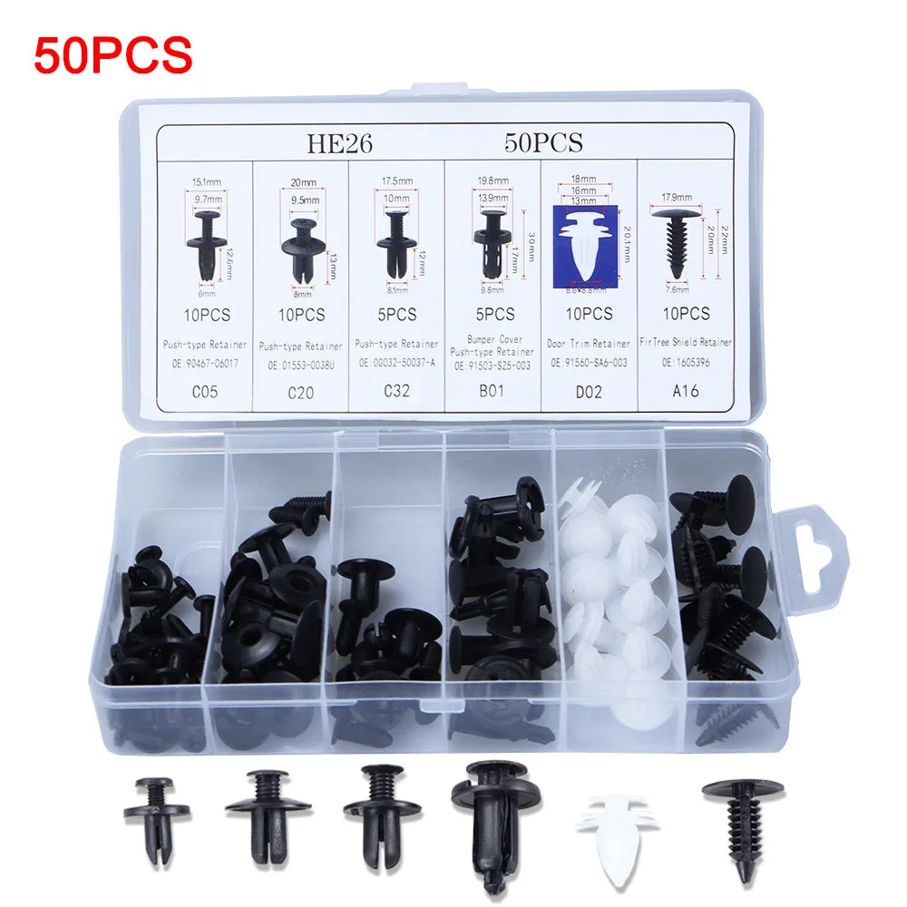 Auto Fastener Clip Mixed Car Body Push Retainer Pin Rivet Bumper Door Trim Panel Fastener Kit Car Clip 100/50 Box /Bag packaging