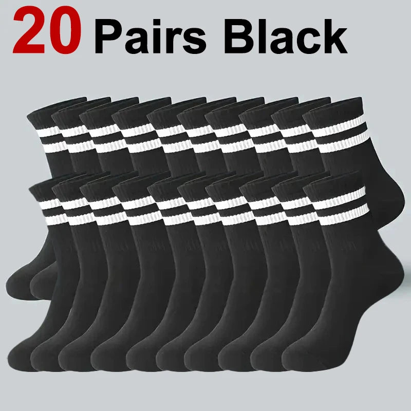5/10/20 Pairs Neutral Solid Color Round Neck Socks Spring Summer Sweat Absorbing Breathable Comfortable All-season Sports Socks