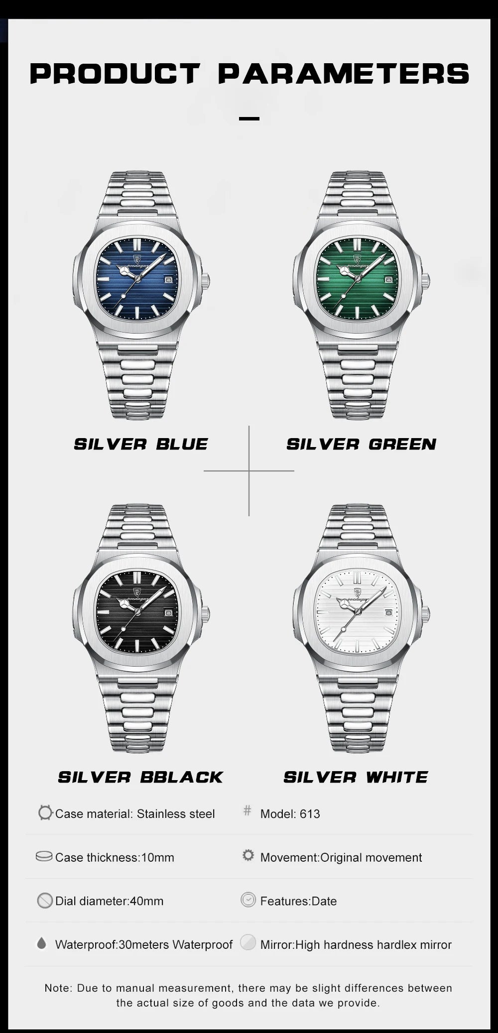 POEDAGAR Top Luxusmarke Herrenuhr Sport Wasserdicht Leuchtend Datum Herrenarmbanduhr Quadratisches Zifferblatt Quarz Herrenuhren Hohe Qualität