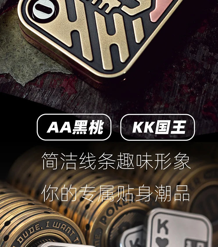 Stress Relief Push Card Metal Fingertip EDC Poker A K King Gyro Toy for Office Adults Anti Anxiety Fidget Papa Coin