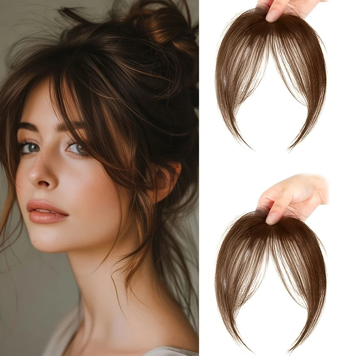 Synthesis Wig Middle-Part Bangs Hair Extensions Clip In Forehead Natural Seamless French Oblique Bangs Eight-Character Bangs