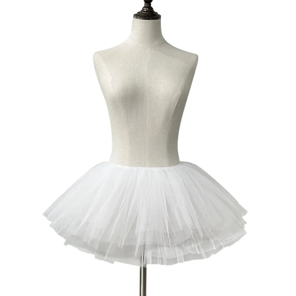 Convenient White Black Puffy Tulle Lolita Underskirt Women Cosplay Ballgown Kids Bridal Boneless Petticoats Tutu Dress