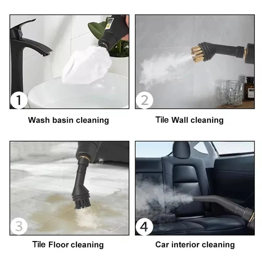 Portable Handheld Steam Cleaner High Temperature Pressurized Steam Cleaning Machine With Brush Heads For Kitchen Car - Shoppiline