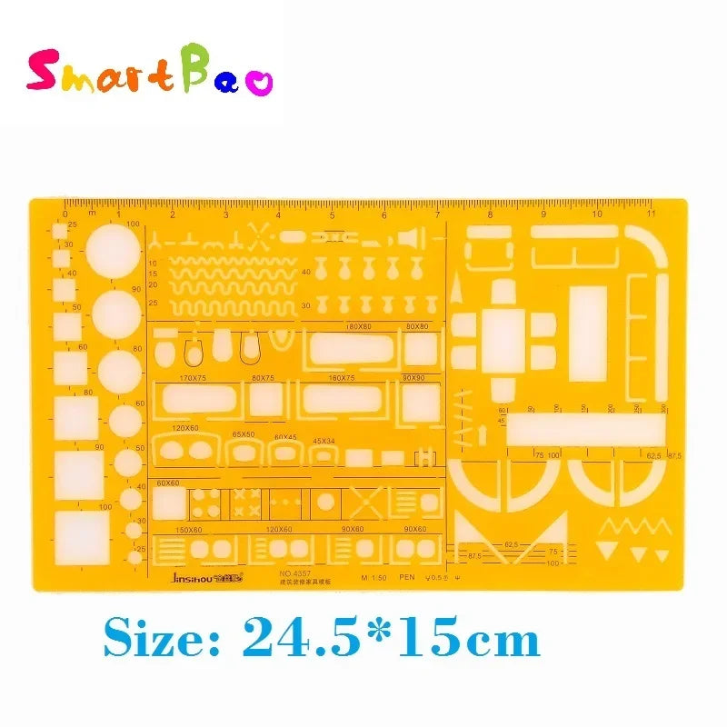1:50 Scale Architect Drawing Template House Plan Interior Design Decoration Furniture Building Formwork Stencils Drafting Tools
