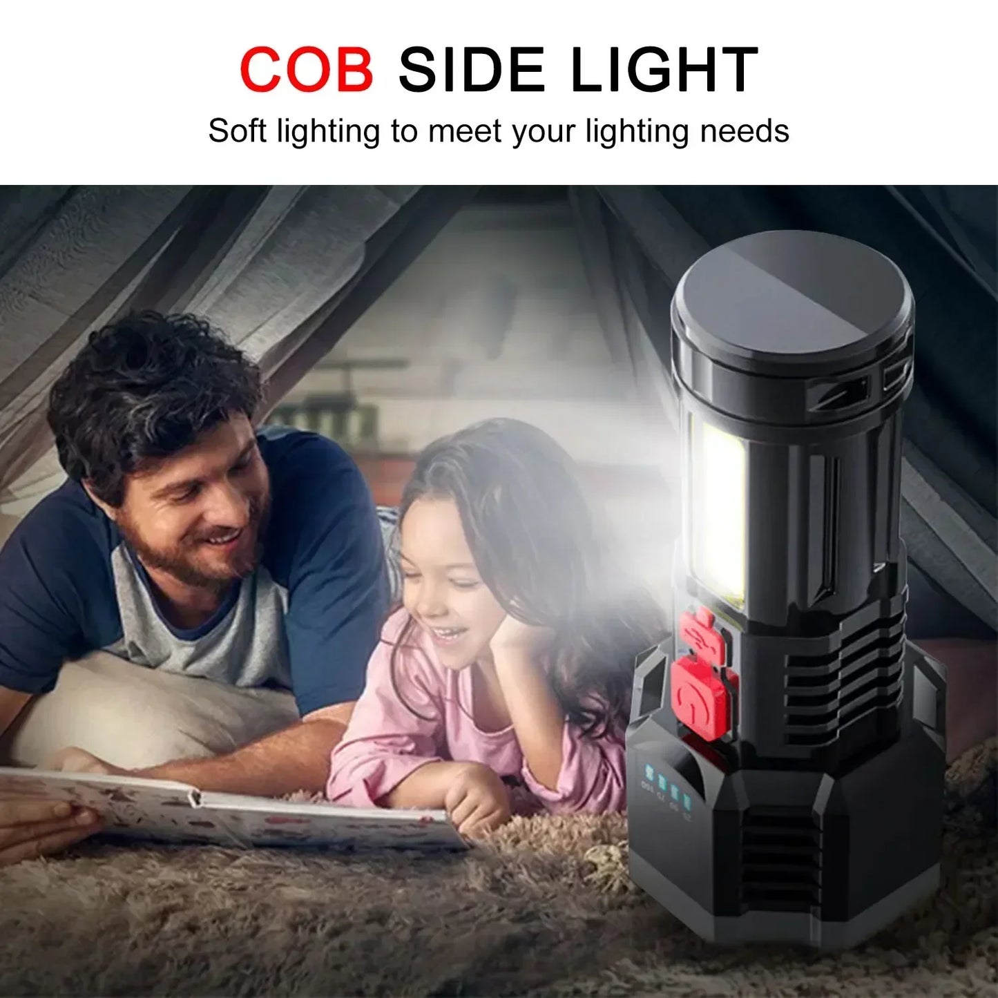 5 LED High Power Led Flashlights Rechargeable Camping Torch 5 Lighting Modes For Outdoor Camping Adventure Lamp with Side Light