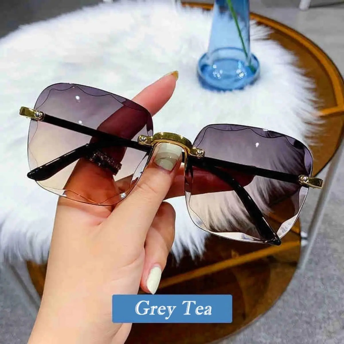 Frameless Sunglasses Y2K Gradient Fashion Korean Hip Pop Anti Ultraviolet Elegant Luxury Outdoor Travel Eyewear Women Unisex
