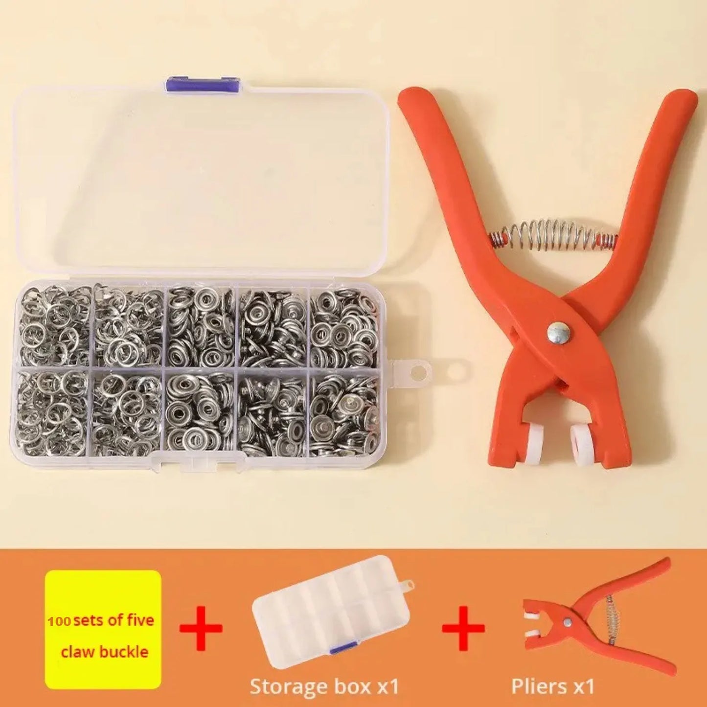 2er-Set Druckknopf-Kit mit Handdruckzange, 50 Druckknöpfe, Metalldruckknöpfe zum Nähen, Nähdruckknöpfe für DIY-Bastelarbeiten, Kleidung, Hüte