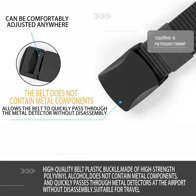 Men's Nylon Braided Belt, Non-Metallic Automatic Buckle, Daily Commute, Outdoor Mountaineering Training Belt