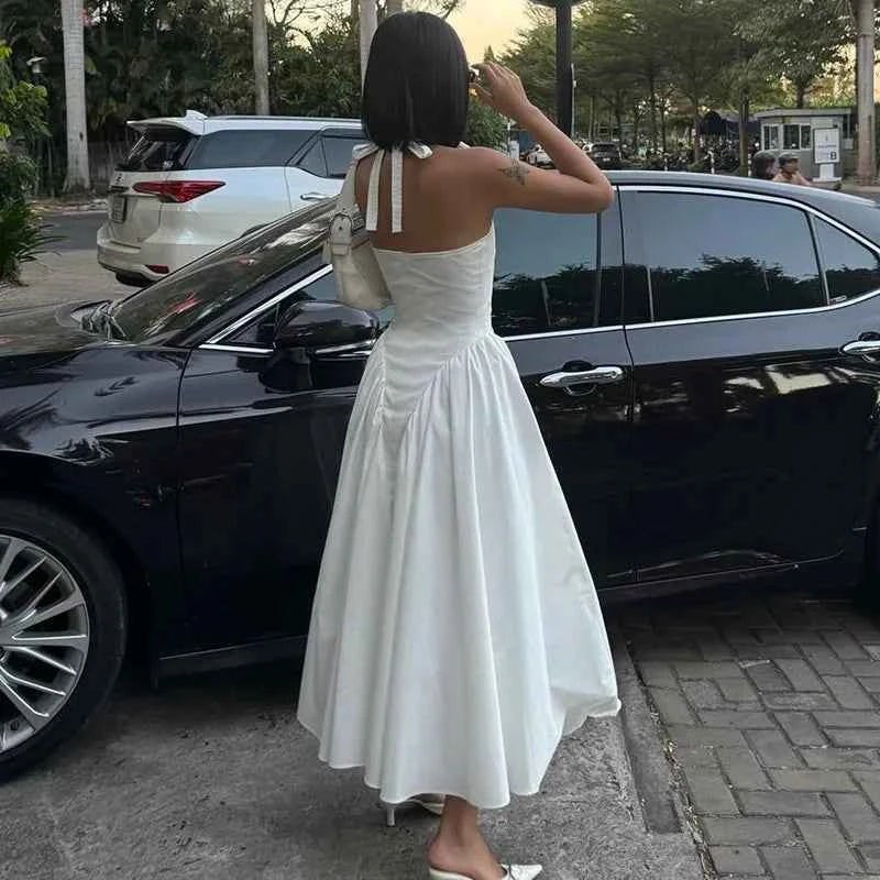 Ladies Summer Evening Party New Fashion Dress Women Sleeveless Backless V-Neck Sexy Birthday  Long Dresses 2025 Woman Streetwear
