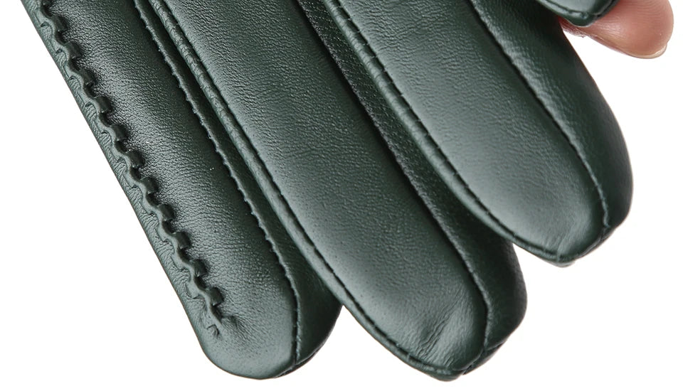 Women's sheepskin gloves winter warm plus velvet short thin touch screen driving color women's leather gloves good quality -2226