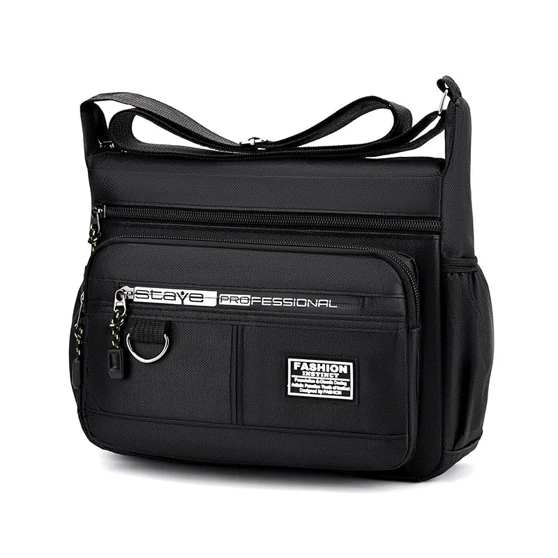 HOMEFISH Men's Cross-Body Bag with Multi-Layered Pockets, Adjustable Shoulder Strap, Business Single-Shoulder Bag