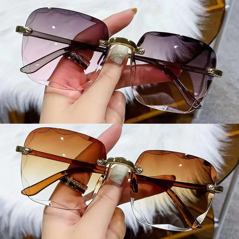Frameless Sunglasses Y2K Gradient Fashion Korean Hip Pop Anti Ultraviolet Elegant Luxury Outdoor Travel Eyewear Women Unisex