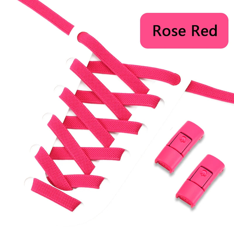 Colorful Press Lock Shoelaces without ties Elastic Laces Sneaker 8MM Widened Flats No Tie Shoe laces Kids Adult Shoelace Shoes