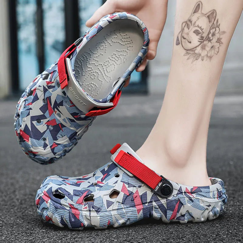 New Men's Clogs Slippers Sandal Male Garden Shoes Flat Camouflage Sandals Male Sneakers Outdoor Flip Flops Home Clogs - Shoppiline