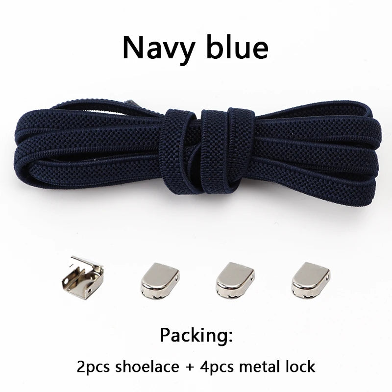 1 Paar Schnürsenkel ohne Binden, Metallschnallen, elastisch für Sneaker, Einheitsgröße für Erwachsene und Kinder, Schnell-Schnürsenkel, Lazy Sport Gummischnürsenkel