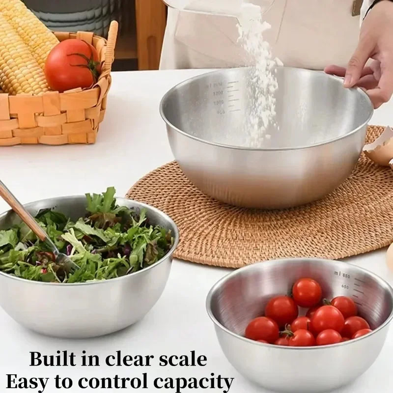 1-3 Stainless Steel Bowl Set with Scale for Cooking Baking Food Storage Large Capacity Mixing Bowls for Home Kitchen Essentials - Shoppiline