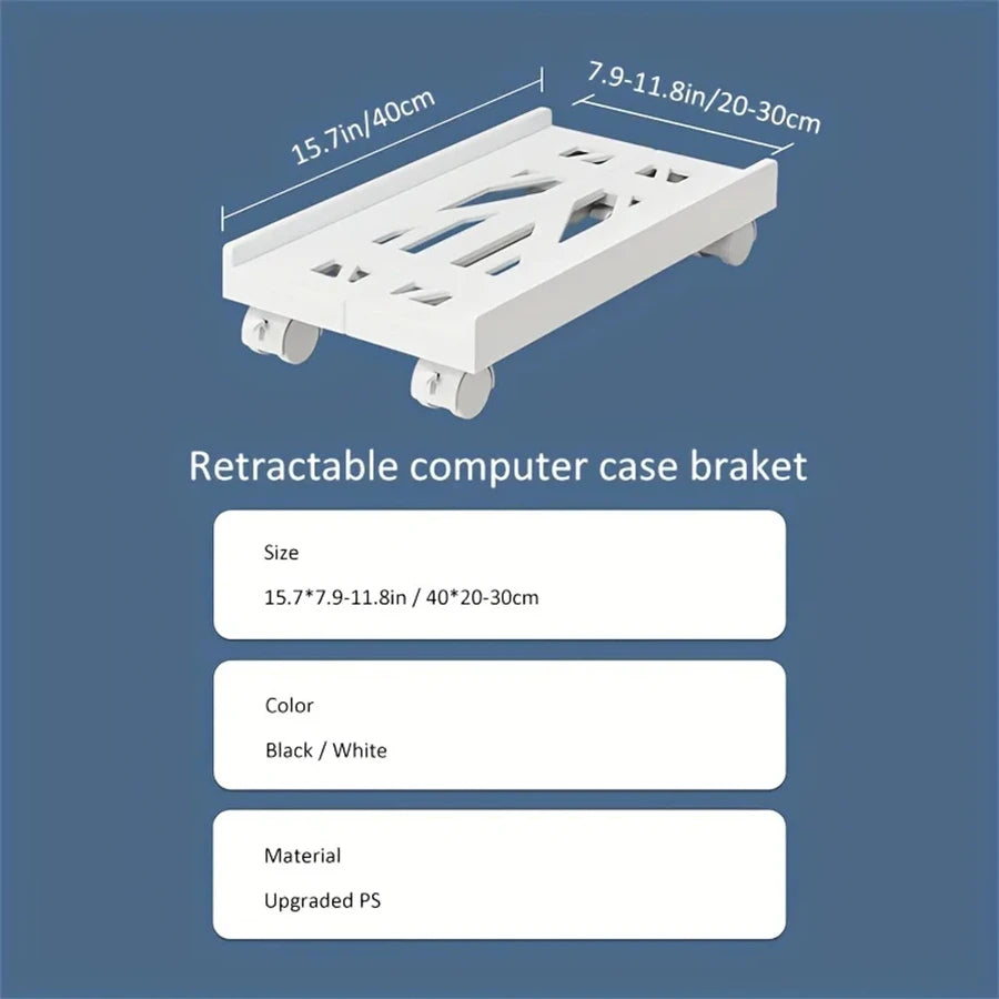Adjustable Mobile PC Tower Stand with Wheels under Desk CPU Holder Adjustable Stable Mobile Computer Host Stand for Home Office - Shoppiline