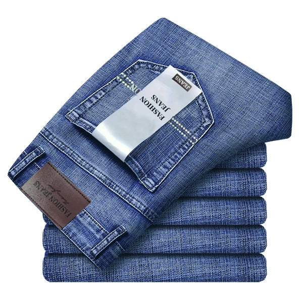 2026 New Style Business Men's Jeans Casual Straight Stretch Fashion Classic Blue Black Work Pant Denim Trousers Male Clothing