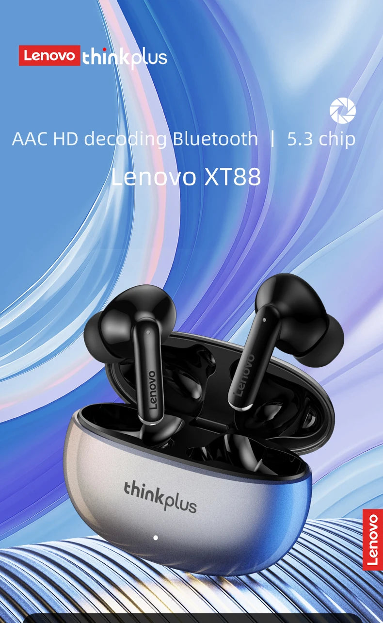 5PCS Original Lenovo XT88 Wireless Bluetooth Headset Ultra Long Standby Battery TWS Sport In-Ear Binaural HD Microphone