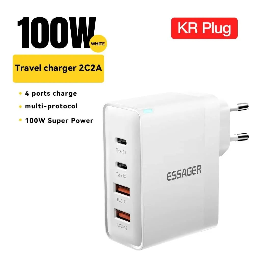 Essager 100W GaN USB Type C Caricabatterie PD QC Quick Charge 4.0 3.0 Type C Ricarica Rapida Per iPhone 14 13 12 Xiaomi Macbook - Shoppiline