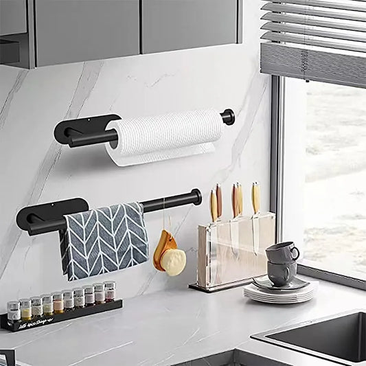 Kitchen Paper Towel Holder Adhesive Tissue Hanger Toilet Roll Paper Dispenser Cabinet Storage Napkin Rack Bathroom Accessories - Shoppiline