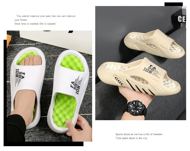 New Summer Man Massage Slippers 2026 Indoor Outdoor Beach Sandals Soft Bottom Casual Slippers Male Flip Flops Mens Sandals