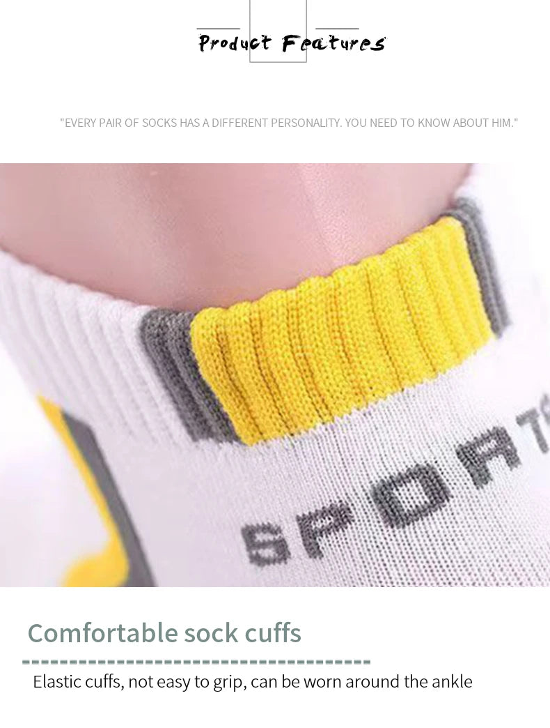 5pairs Men's Fashion Sports Socks, Striped Cotton Sweat Absorption Breathable Comfortable Ankle Socks