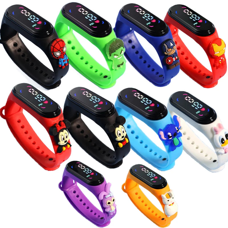 Mode Mickey Kinderuhren für Mädchen Elektronisches Armband Sport Touch LED Spiderman Puppe Kinderuhr Frauen Wasserdichte Uhr