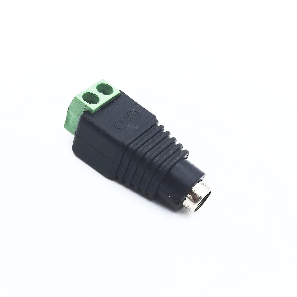 5 Pairs Male and Female Welding-Free DC Plug 5.5*2.1mm Welding-Free DC Female Head Green Terminal Monitoring Power Plug Push-But