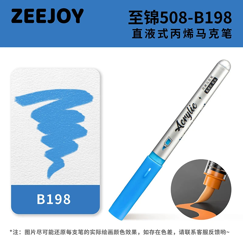 ZEEJOY 120/12/1 Colors Direct Liquid Acrylic Marker Pens Waterproof Pen Soft Brush Nib for Manga School Art Supplies Stationery