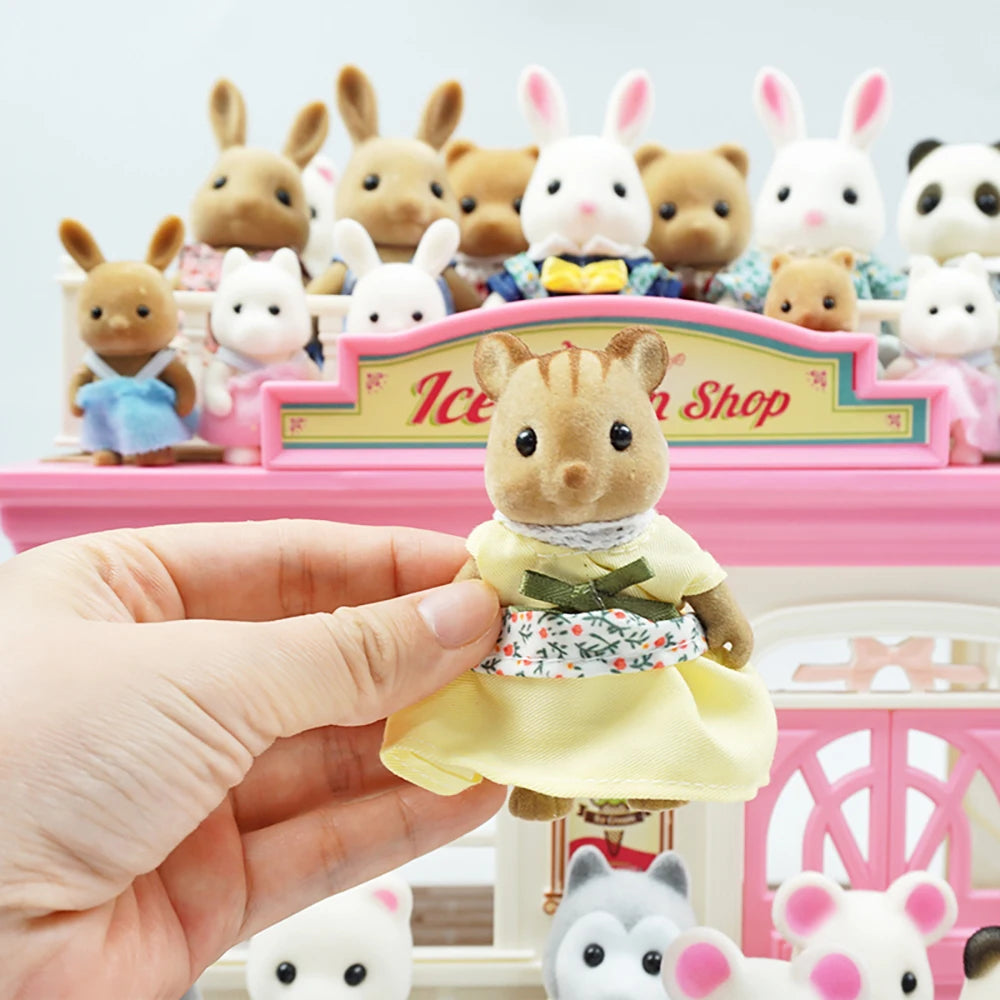 Easter Bunny 1:12 Simulation Forest Family Reindeer Panda Animal Dollhouse Figures Miniature Furniture Kitchen Accessories Gift